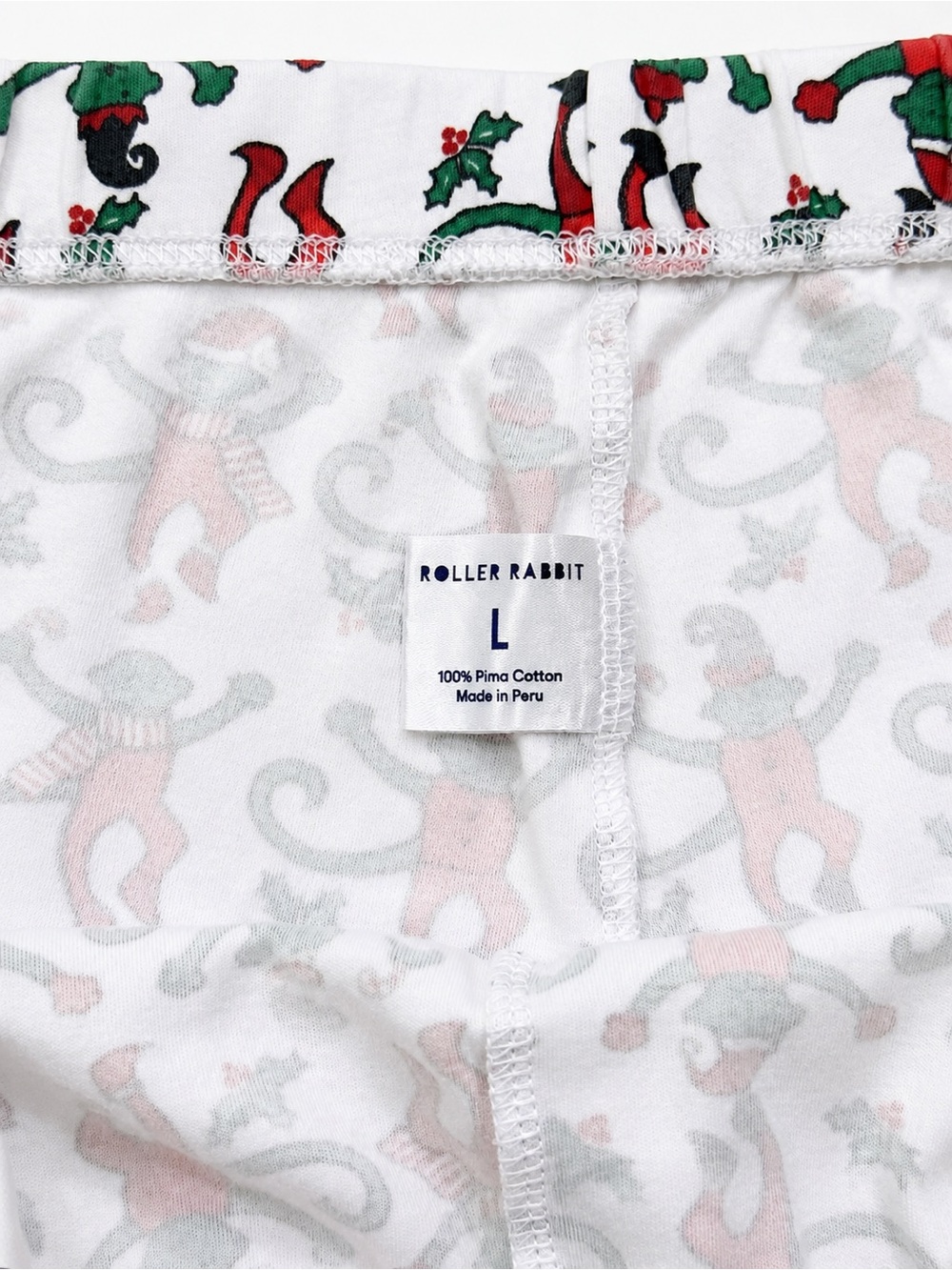 Roller Rabbit Monkey Mas Holiday Christmas Lounge Pajama Shorts – Size Large - Picture 4 of 6
